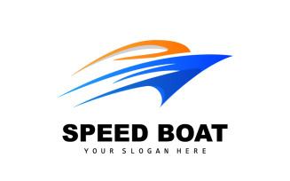 Speedboat logo vector sea ship design V2