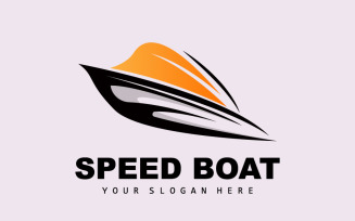 Speedboat logo vector sea ship design V3