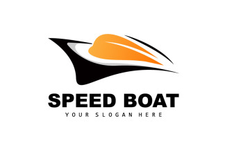 Speedboat logo vector sea ship design V4