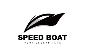 Speedboat logo vector sea ship design V5