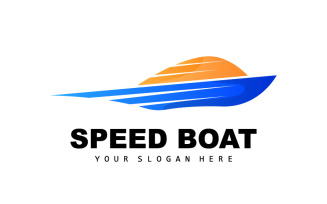 Speedboat logo vector sea ship design V7