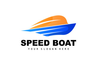 Speedboat logo vector sea ship design V8