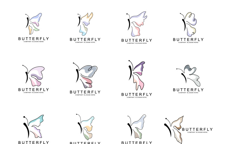 Butterfly logo vector beautiful flying animal v1 Logo Template