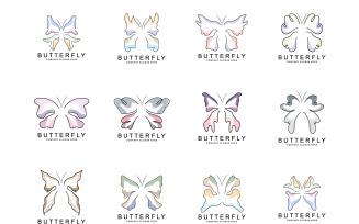 Butterfly logo vector beautiful flying animal v3
