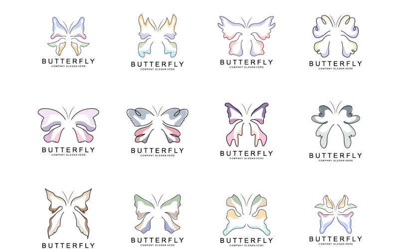 Butterfly logo vector beautiful flying animal v3 Logo Template