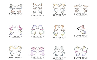 Butterfly logo vector beautiful flying animal v4