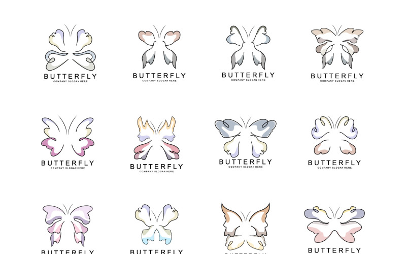 Butterfly logo vector beautiful flying animal v5 Logo Template