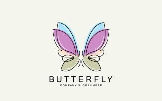 Butterfly logo vector beautiful flying animal v7