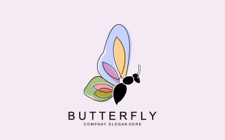 Butterfly logo vector beautiful flying animal v9