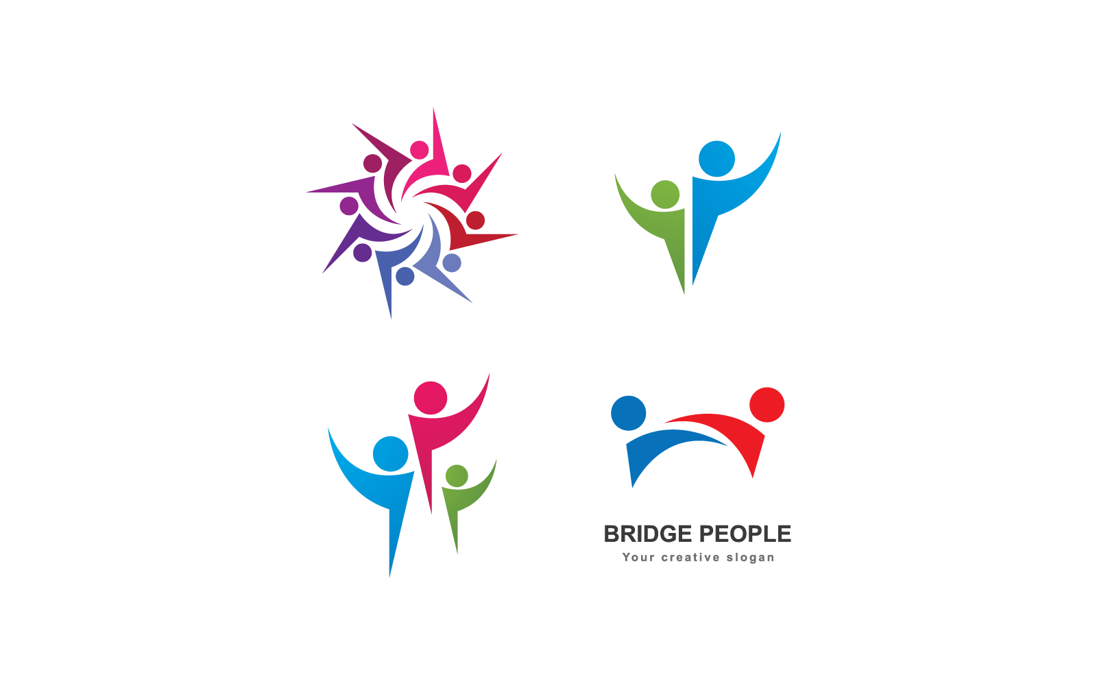 Community, network illustration and social logo design