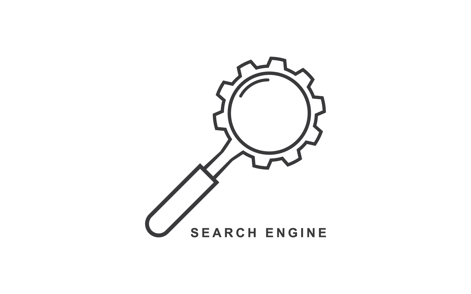 Diseño plano del vector del logotipo de la ilustración del motor de búsqueda
