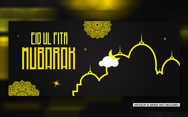 Eid greeting post design with bold mandala art, EPS vector design Social Media