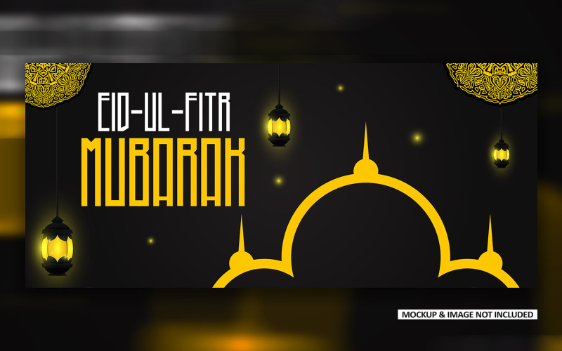 Eid greeting post design with bold mandala art, EPS vector design. Social Media