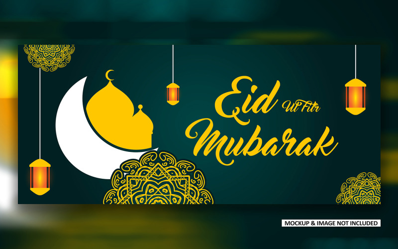 Eid greeting post design with bold mandala art EPS vector design Social Media