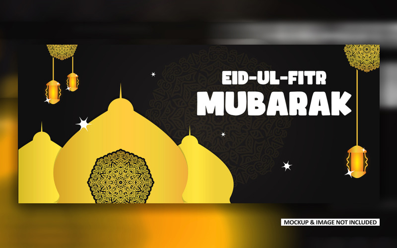 Eid greeting post design with bold mandala art EPS vector Social Media