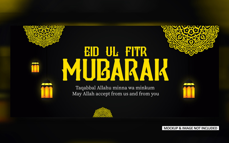 Eid wish post design with bold mandala art, EPS vector design template. Social Media