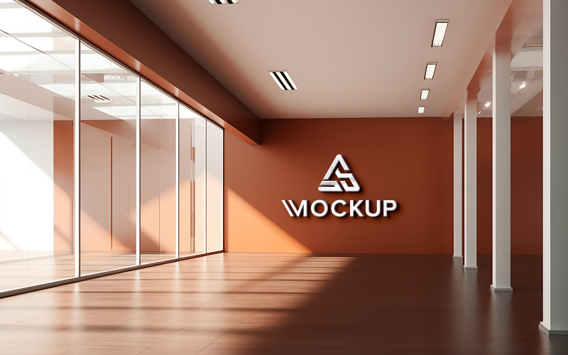 3d logo mockup on company wall Product Mockup