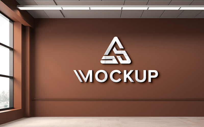 Logo mockup on brown wall psd Product Mockup
