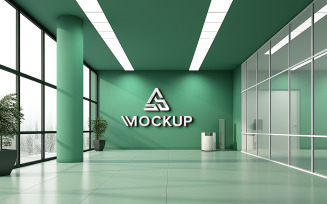 Office indoor wall logo mockup