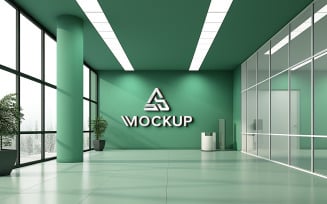 Office indoor wall logo mockup