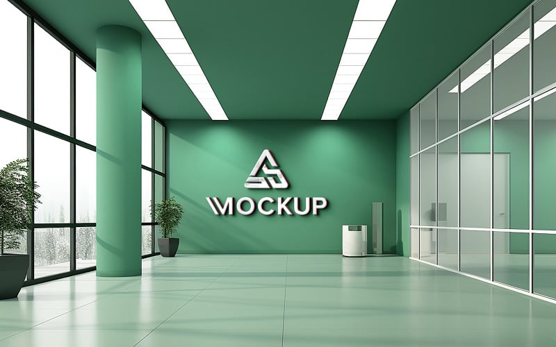 Office indoor wall logo mockup Product Mockup