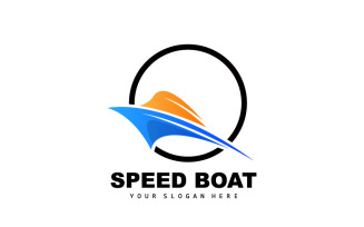 Speedboat logo vector sea ship design V18