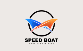 Speedboat logo vector sea ship design V19