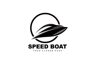 Speedboat logo vector sea ship design V20