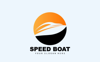 Speedboat logo vector sea ship design V30