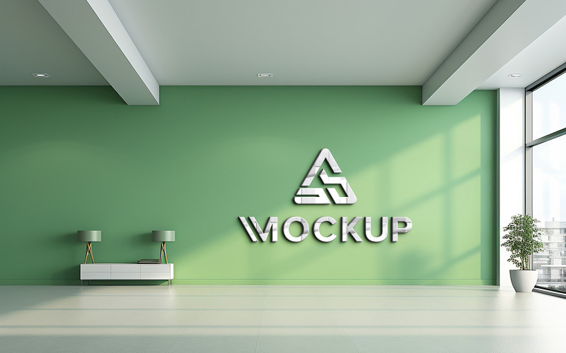 Wall logo mockup design realistic psd Product Mockup