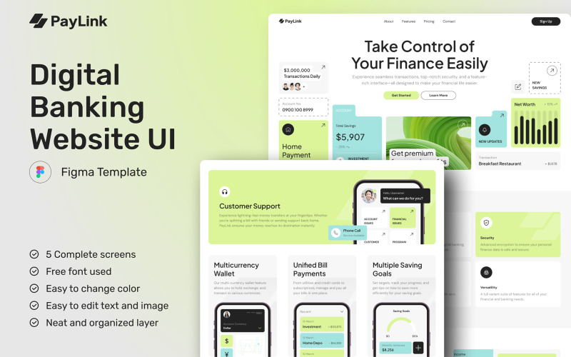 PayLink - Digital Banking Website UI UI Element