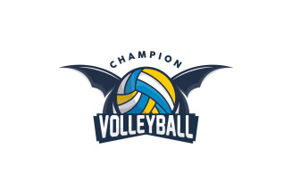 Volleyball Logo Sport Simple Design IllustrationV8