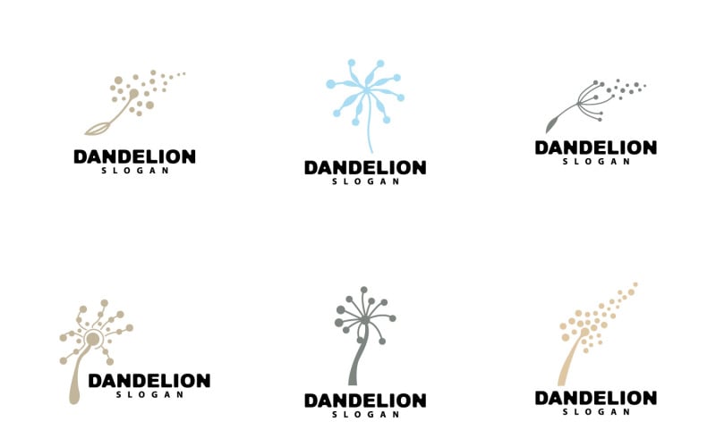 Dandelion Flower Logo Design Simple VectorV1 Logo Template
