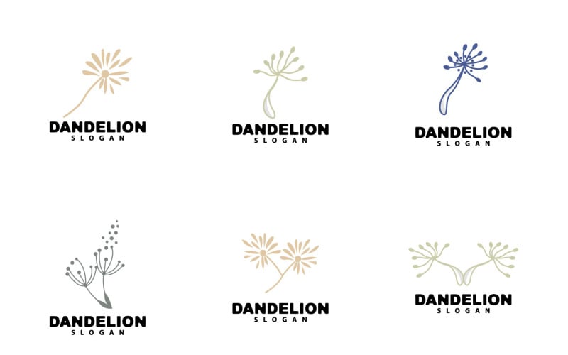 Dandelion Flower Logo Design Simple VectorV2 Logo Template