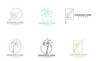 Dandelion Flower Logo Design Simple VectorV3