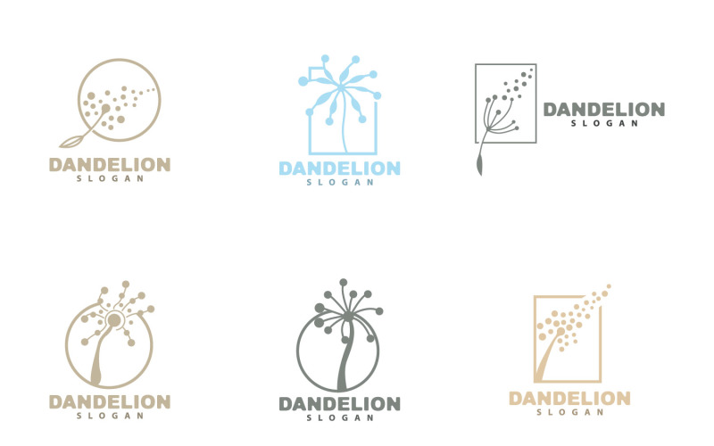 Dandelion Flower Logo Design Simple VectorV3 Logo Template