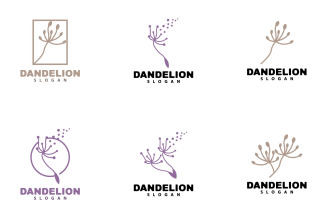 Dandelion Flower Logo Design Simple VectorV5
