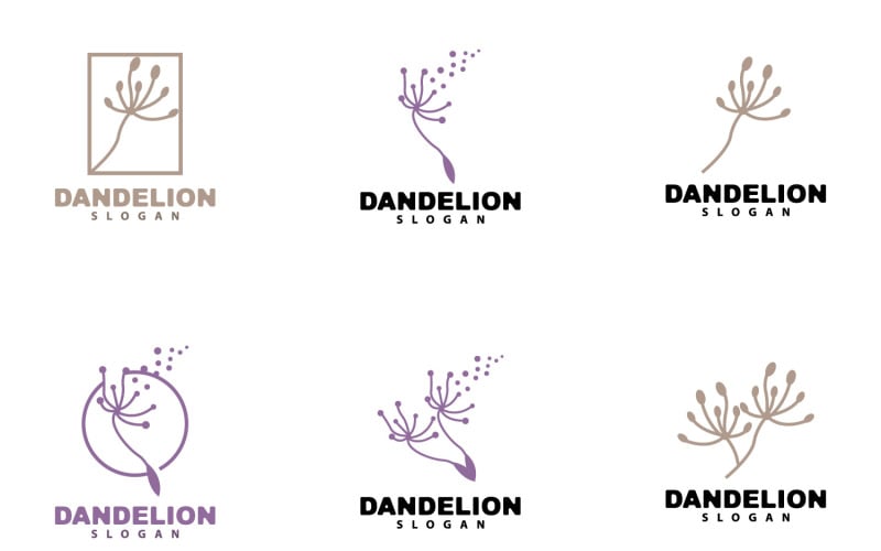 Dandelion Flower Logo Design Simple VectorV5 Logo Template