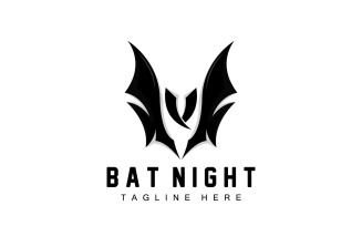 Bat Logo Hanging Bat Animal Vector v7