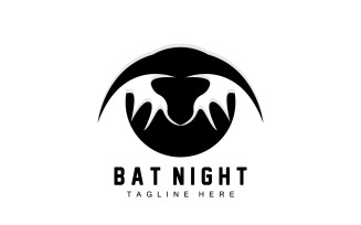 Bat Logo Hanging Bat Animal Vector v8