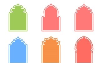 Islamic Arch Design Glyph with outline Set 6 - 10