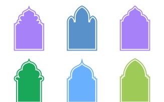 Islamic Arch Design Glyph with outline Set 6 - 14