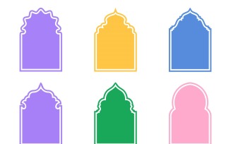 Islamic Arch Design Glyph with outline Set 6 - 24