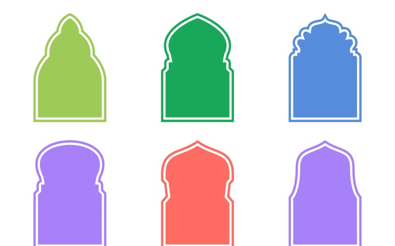 Islamic Arch Design Glyph with outline Set 6 - 27 Vector Graphic