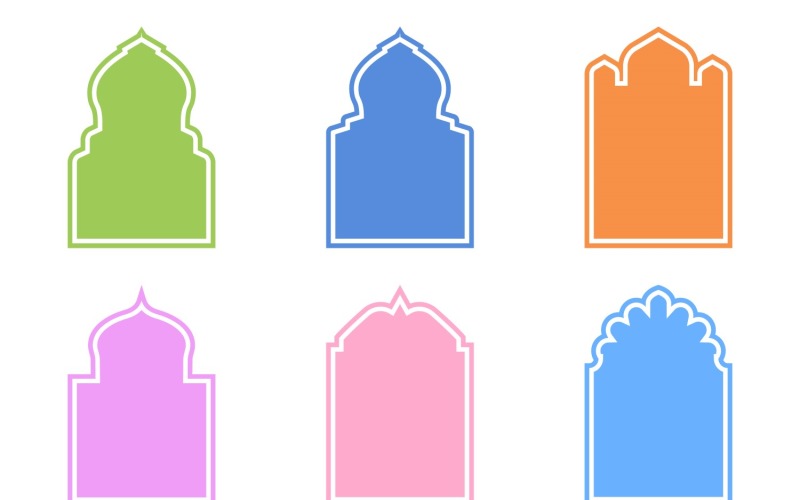 Islamic Arch Design Glyph with outline Set 6 - 31 Vector Graphic