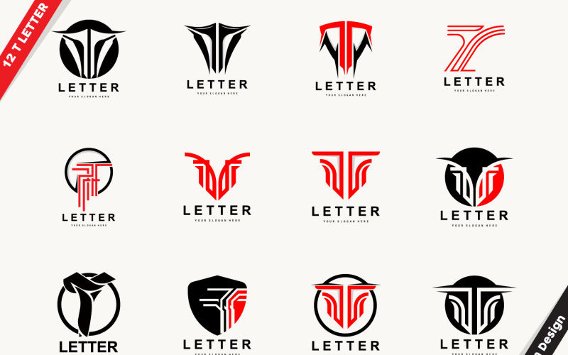 Minimal Initial T Letter Logo Vector v3 Logo Template