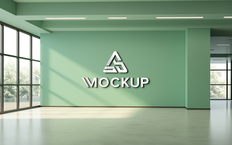 Brand logo mockup on company wall Product Mockup
