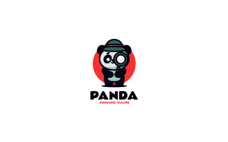 Detective Panda Mascot Cartoon Logo