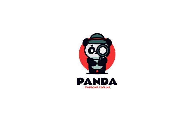 Detective Panda Mascot Cartoon Logo Logo Template