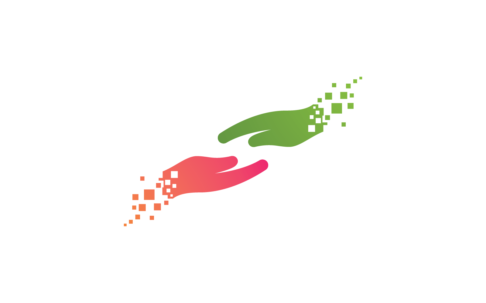 Diseño plano del vector del logotipo del arte del pixel de la mano